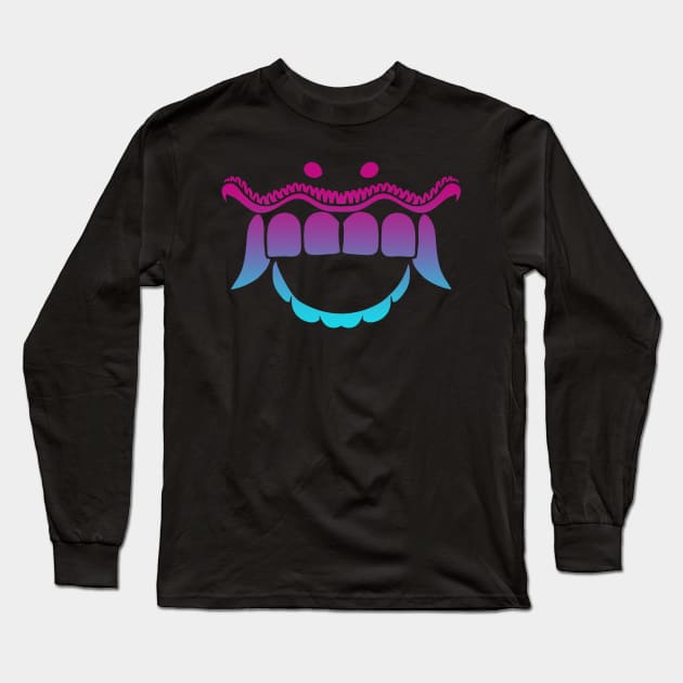 Bali Tiger Mask Teeth Vaporwave Long Sleeve T-Shirt by aaallsmiles